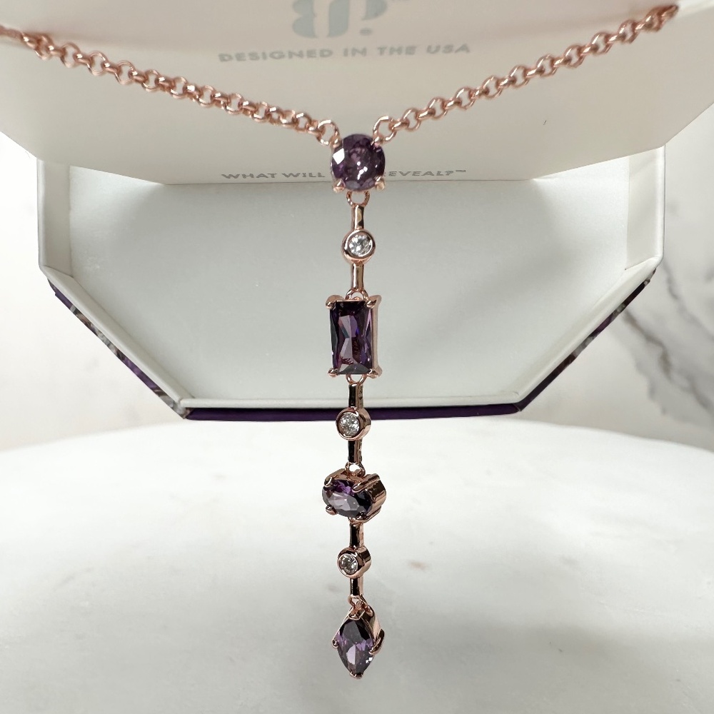 Bomb Party February Amethyst Necklace Rose Gold Plating NK63406 NWT